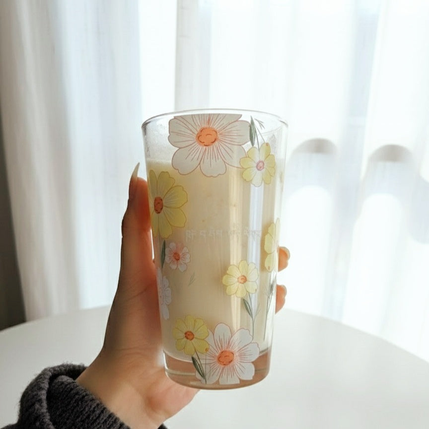 Set of yellow juicy flowery Cup