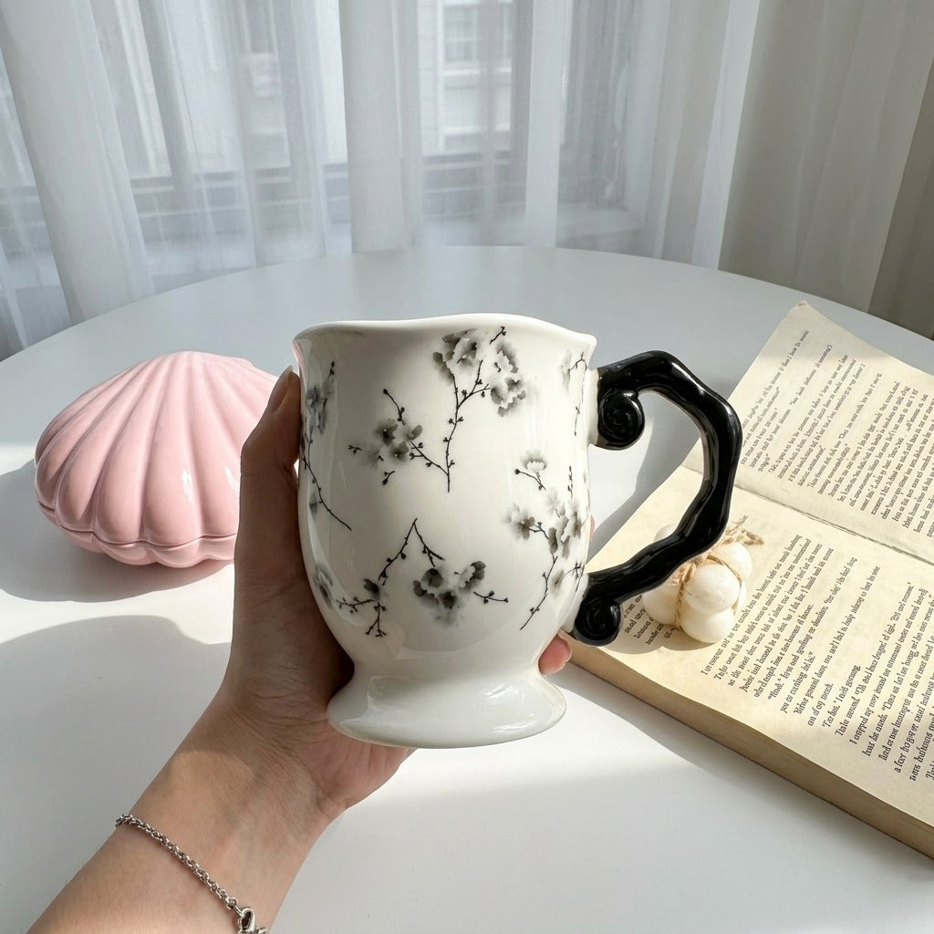 Black Flowery Mug