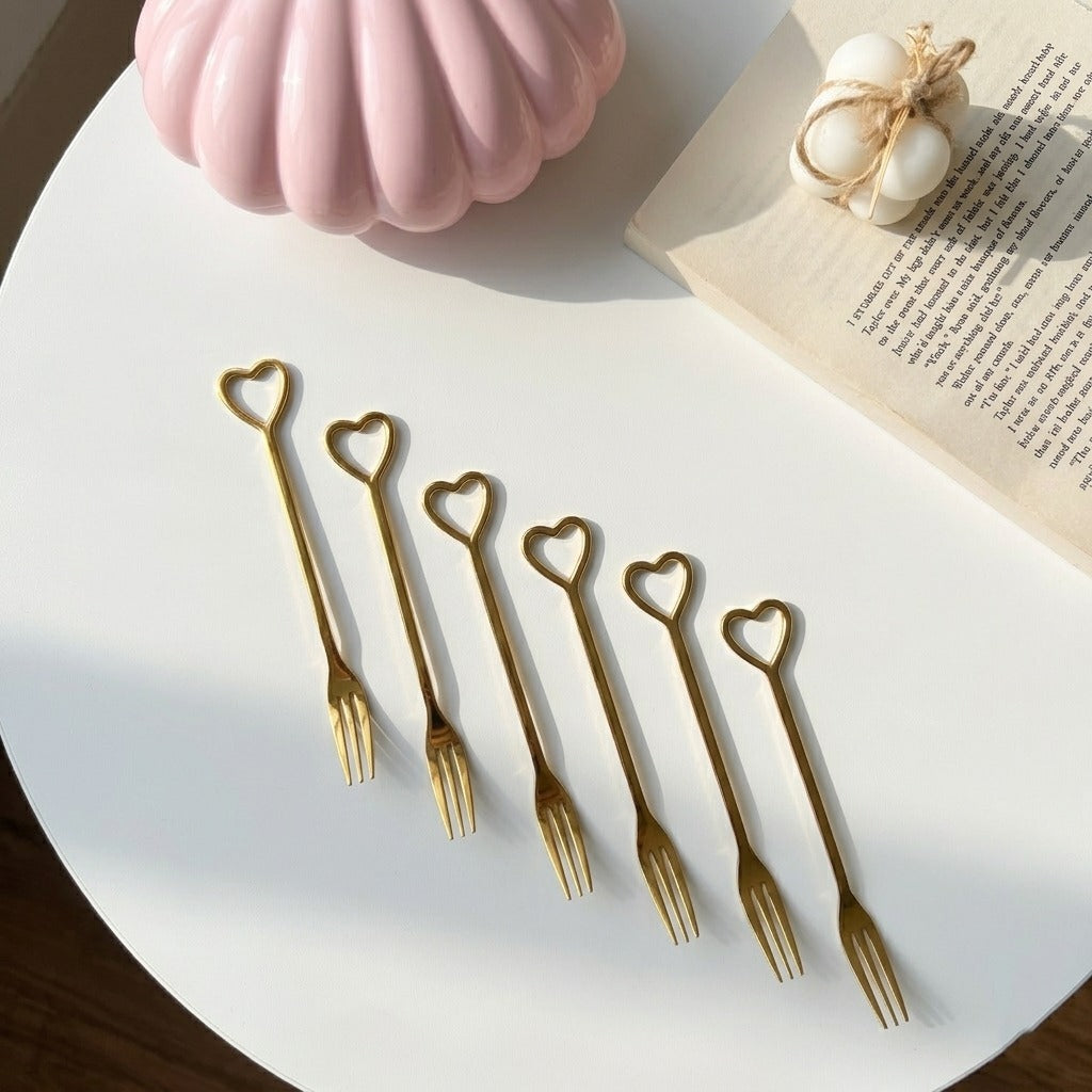 Goldy Heart Fork Set