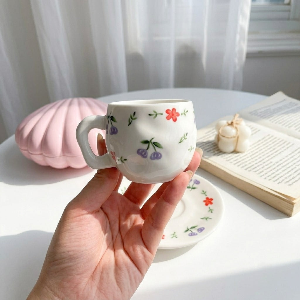 Floral Cherry Cup Coffee Size (one Piece)