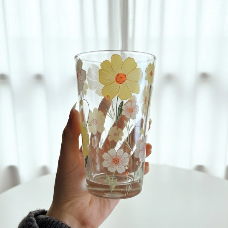 Set of yellow juicy flowery Cup