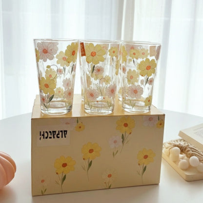 Set of yellow juicy flowery Cup