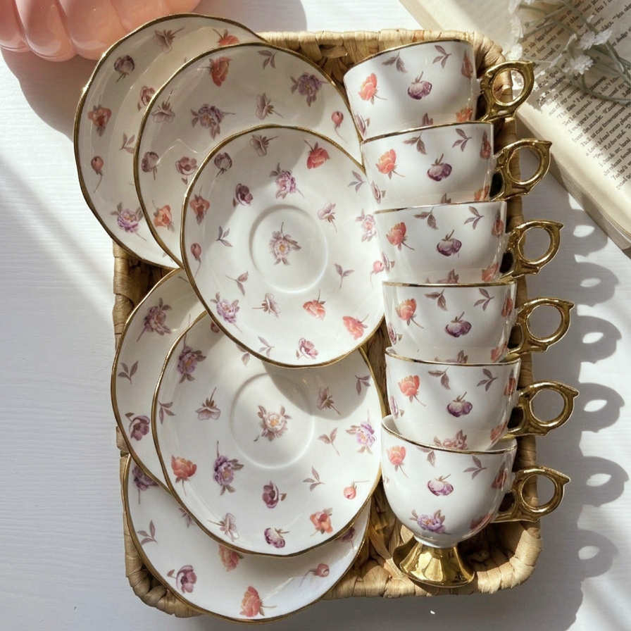 Full Set Of Peony Cup Coffee Size