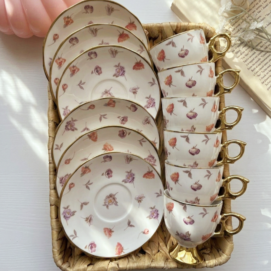 Full Set Of Peony Cup Coffee Size
