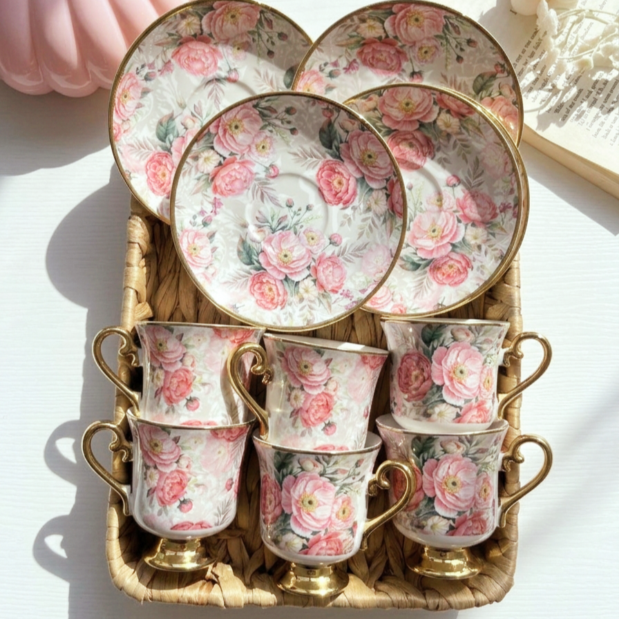 Full Set Of Fluffy Flora Cup Coffee Size