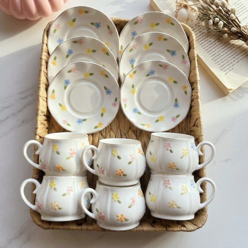 Full Set Of Pastel Garden Cup Tea Size