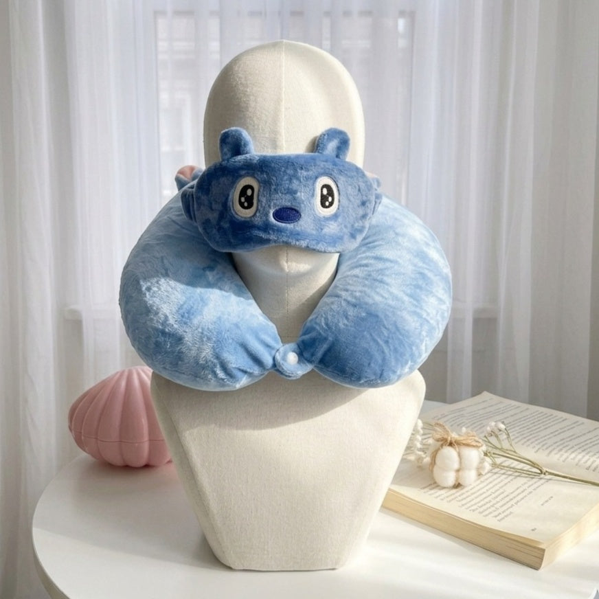Stitch Neck Pillow With Eye Mask