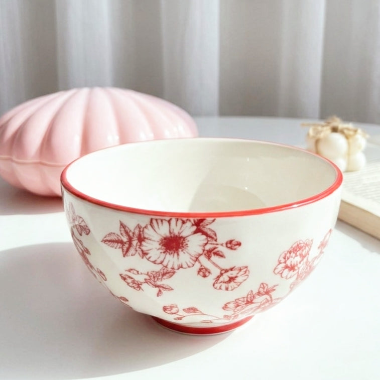 Red Flowery Bowl