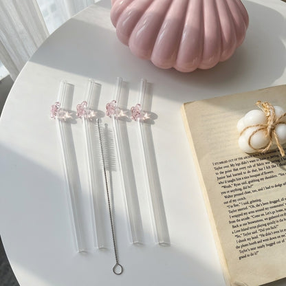 Pinky Bow Glass Straw