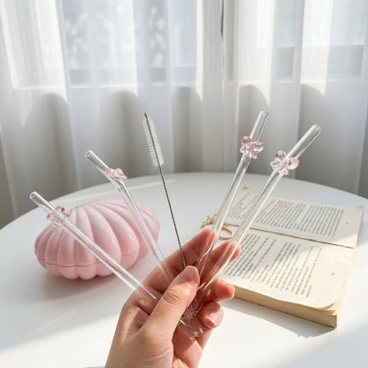 Pinky Bow Glass Straw