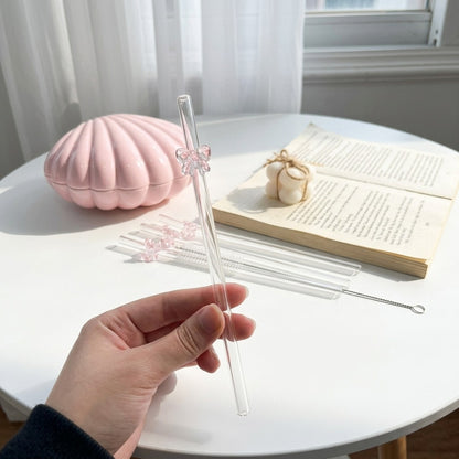Pinky Bow Glass Straw