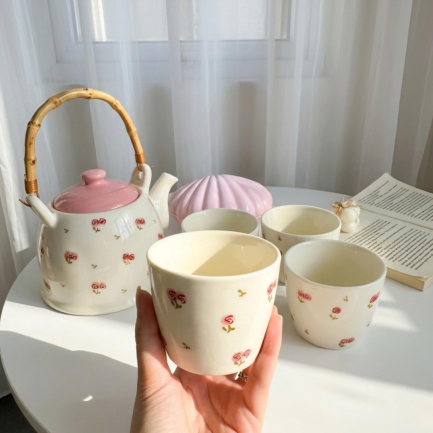 Pink Rosette Tea Set