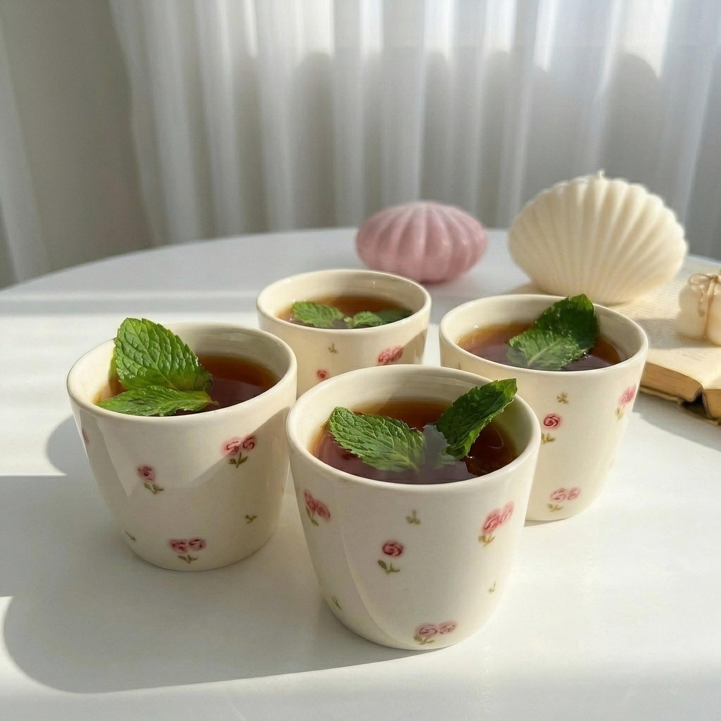 Pink Rosette Tea Set