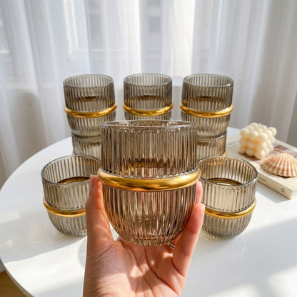 Gold Ribbon Glass Cups(Set)