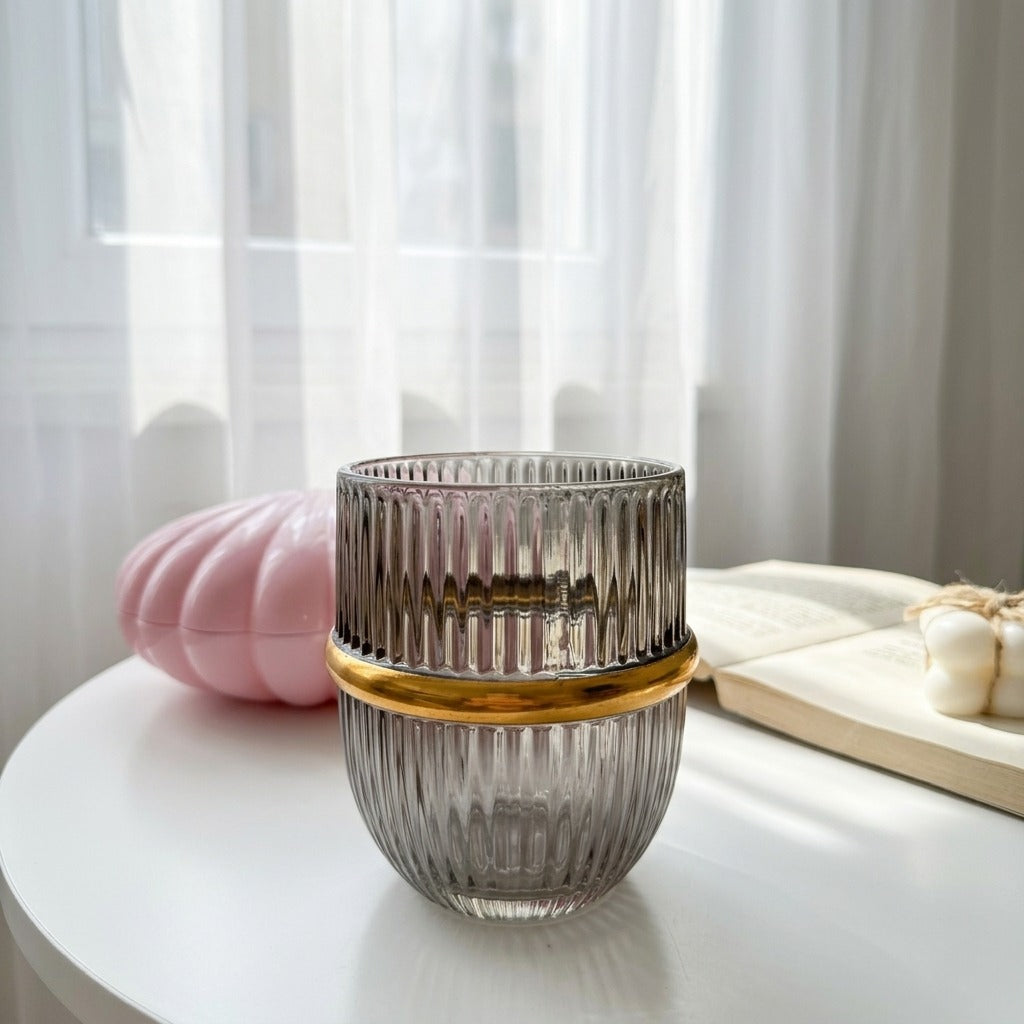 Gold Ribbon Glass Cups(Set)