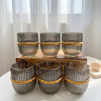 Gold Ribbon Glass Cups(Set)