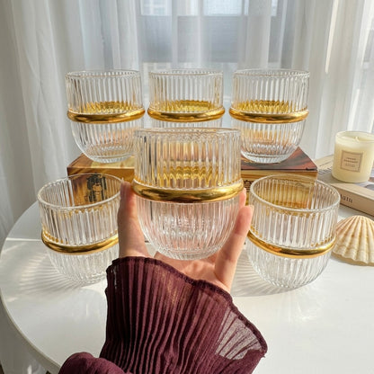 Gold Ribbon Glass Cups(Set)