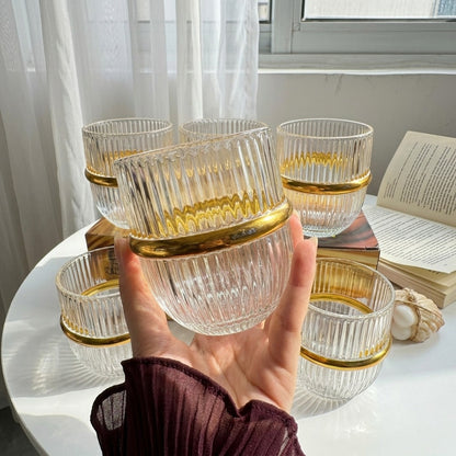 Gold Ribbon Glass Cups(Set)
