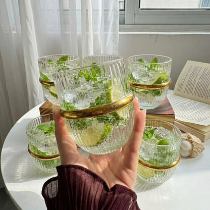 Gold Ribbon Glass Cups(Set)