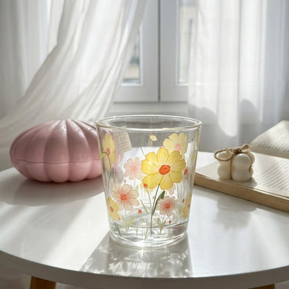 Yellow Tiny Glass Flowery Cup(Set)