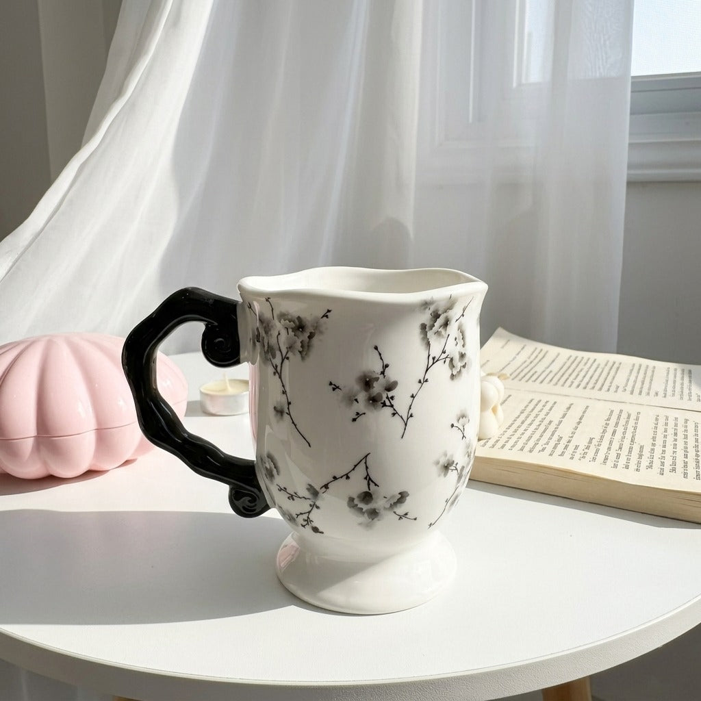Black Flowery Mug