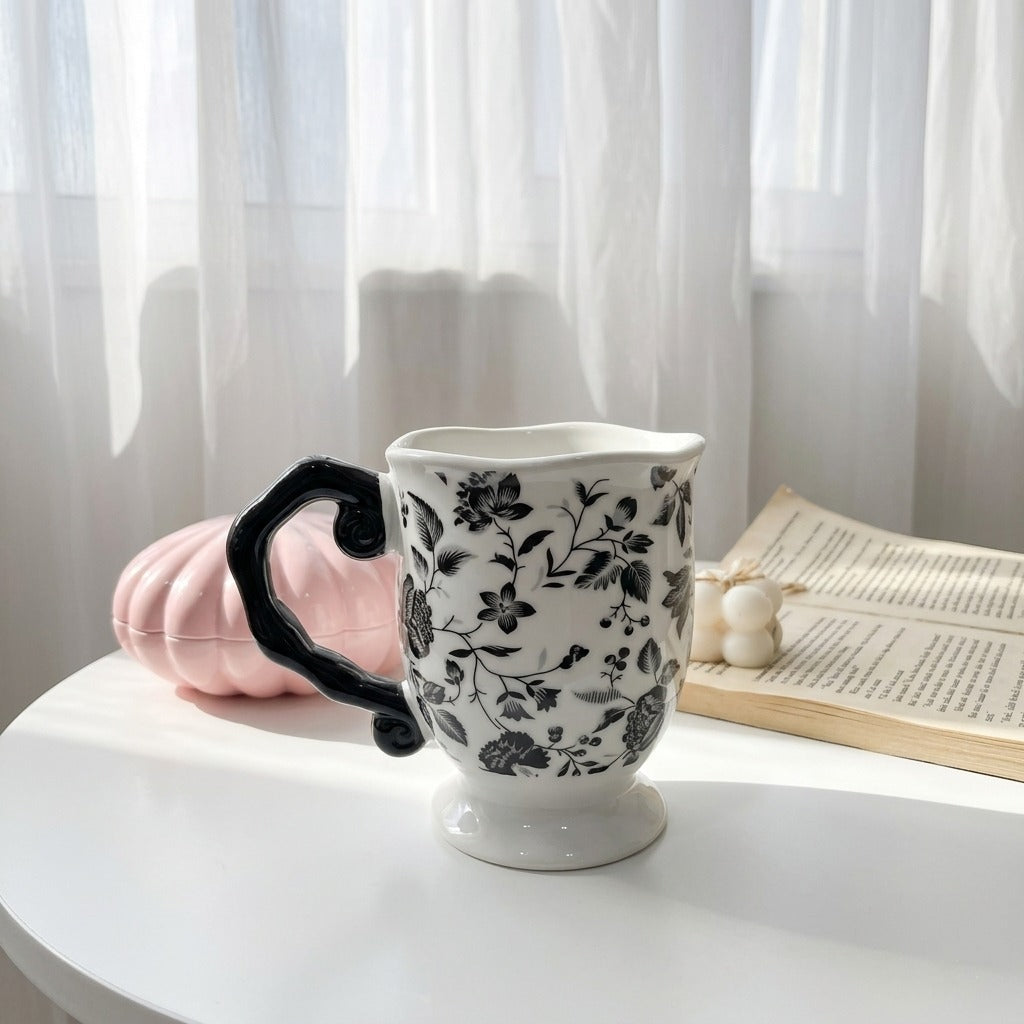 Black Flowery Mug