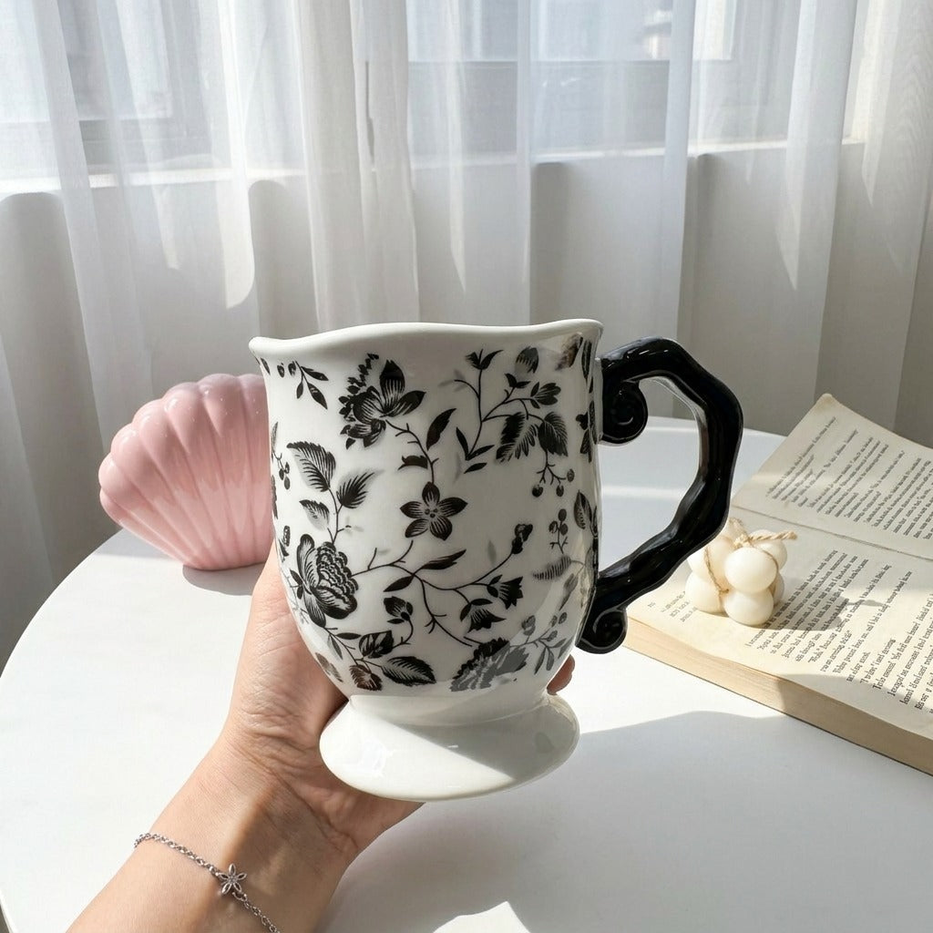 Black Flowery Mug