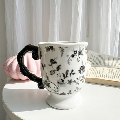 Black Flowery Mug