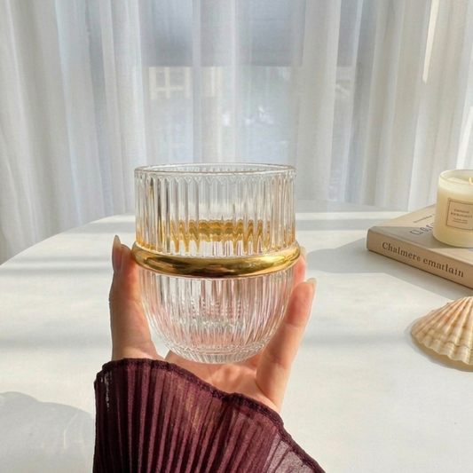 Gold Ribbon Glass Cup (one piece)