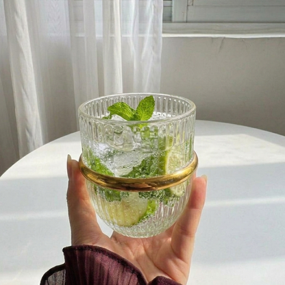 Gold Ribbon Glass Cup (one piece)