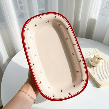 Red Bloom Serving Dish