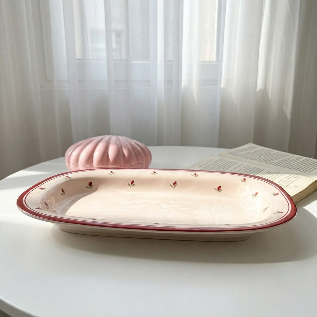 Red Bloom Serving Dish