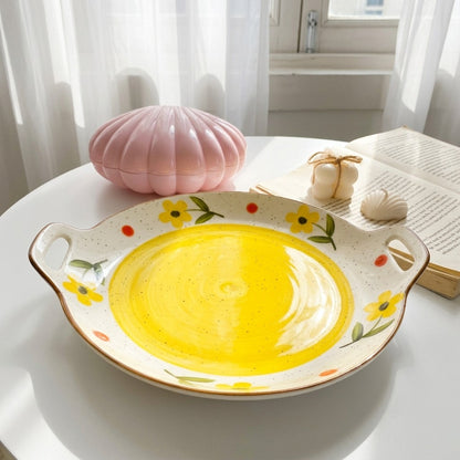 Yellow Bloom Handle Tray
