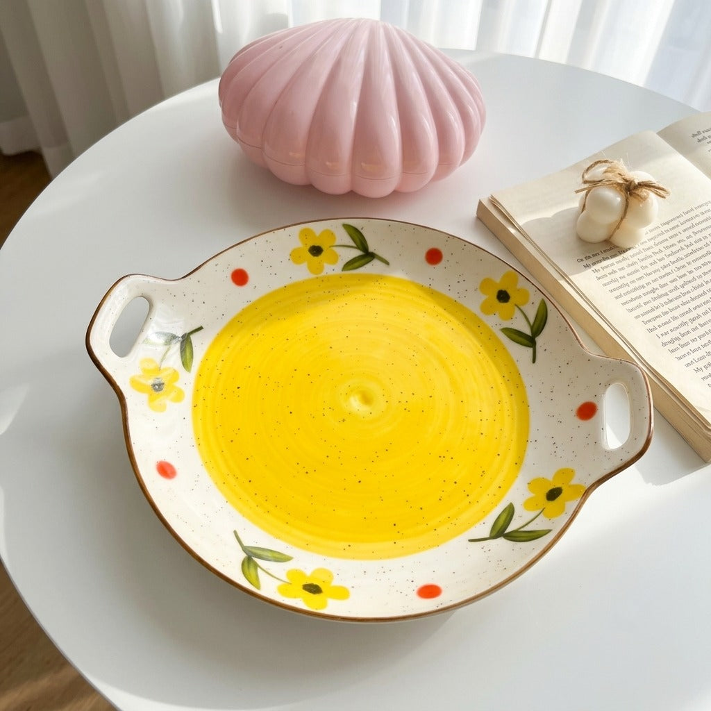 Yellow Bloom Handle Tray