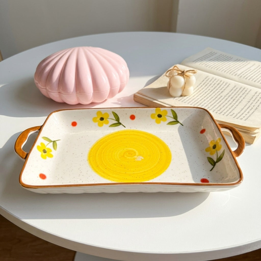 Yellow Bloom Handle Tray