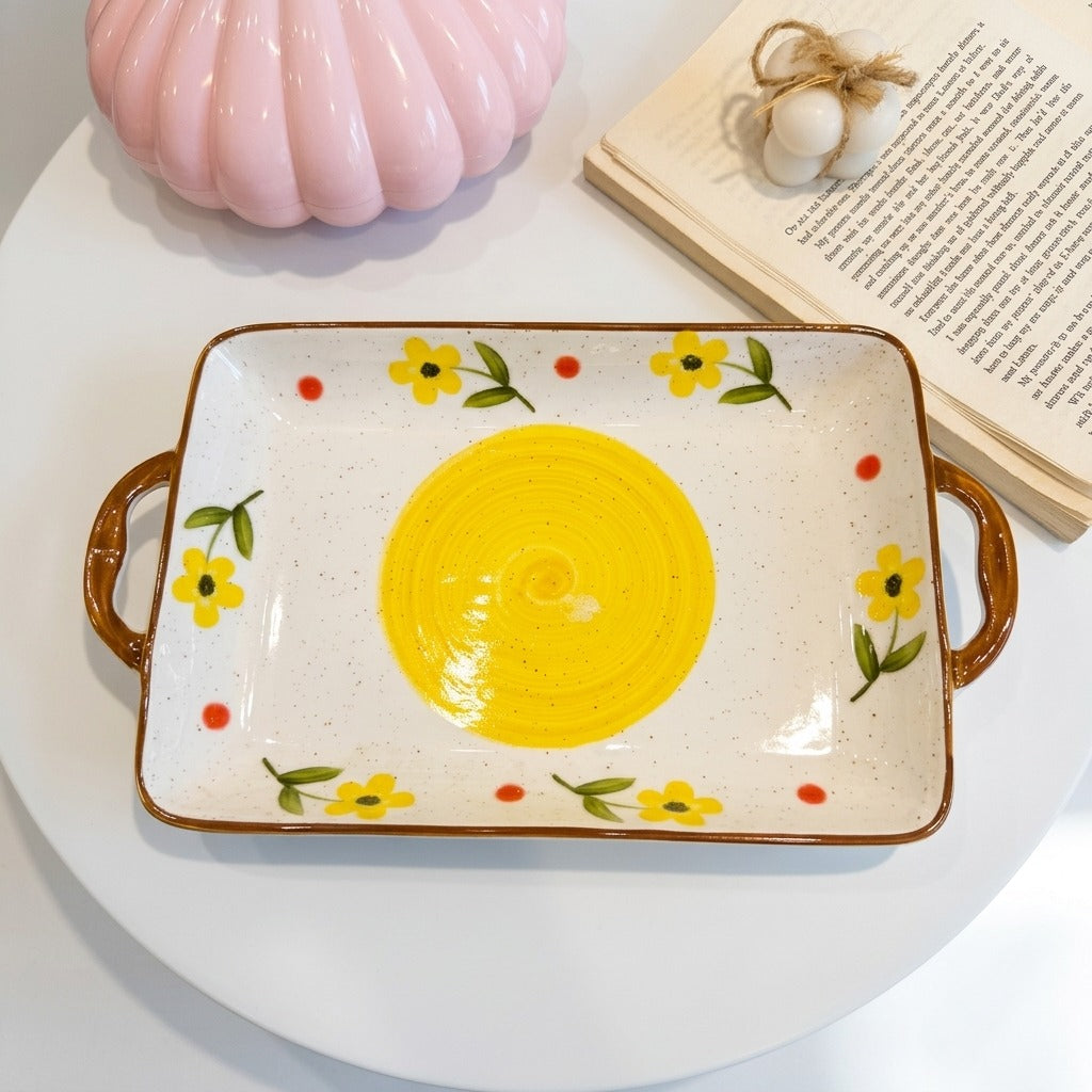 Yellow Bloom Handle Tray