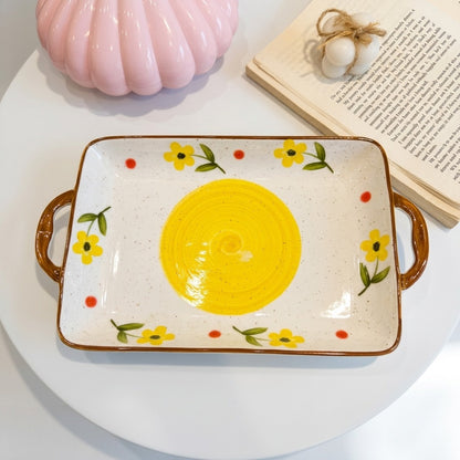 Yellow Bloom Handle Tray