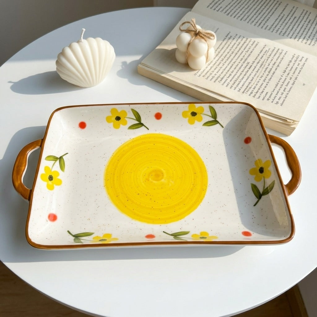 Yellow Bloom Handle Tray